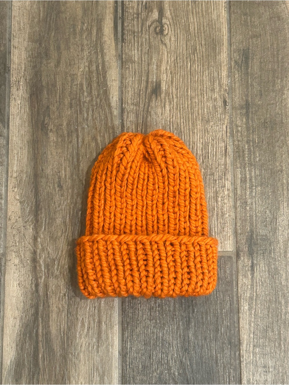 Handmade Unisex Cozy Pumpkin/Halloween/Fall Knit Wool Chunky Cuff Beanie 11”NEW